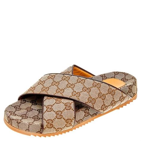 criss cross gucci slides|Gucci gg cutout slides.